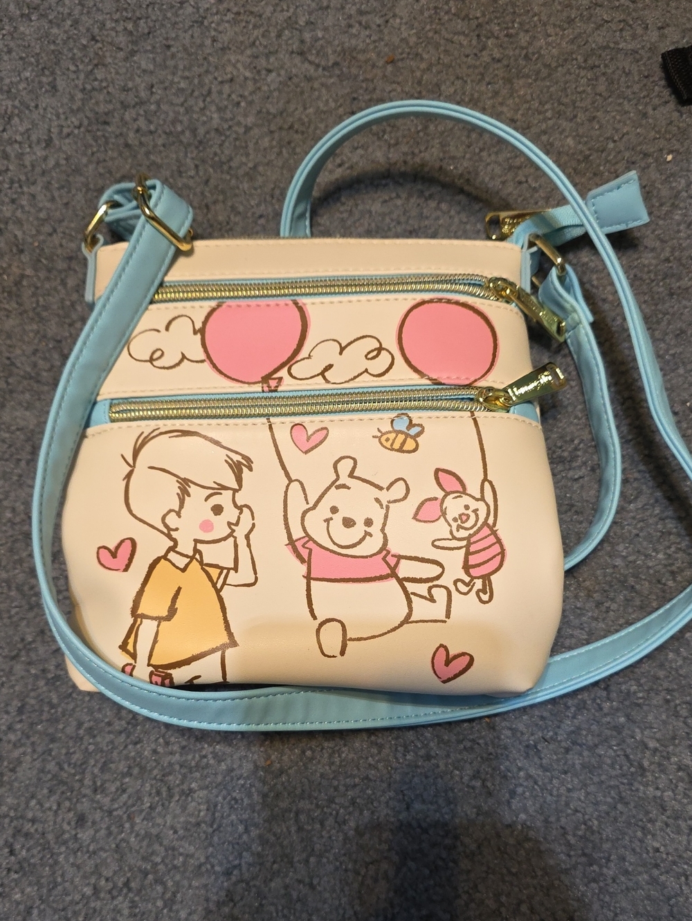 Loungefly Cream and Light Blue Pooh Bear Crossbody Bag